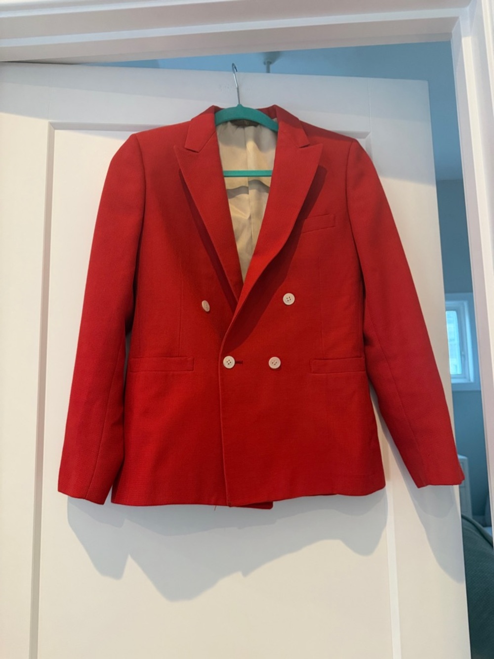 Women's Red Double-Breasted Blazer